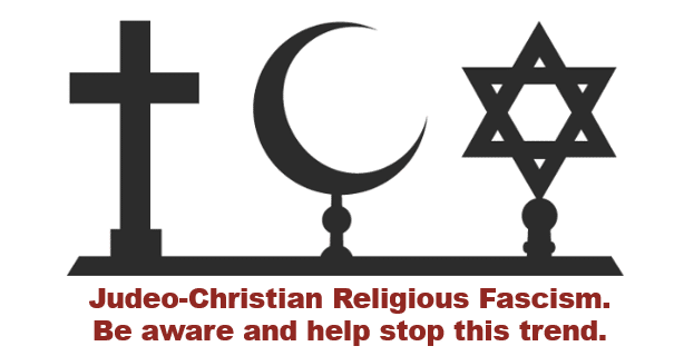 Judeo-Christian Religious Fascism; coming to a home near you. Abrahamic religious symbols.