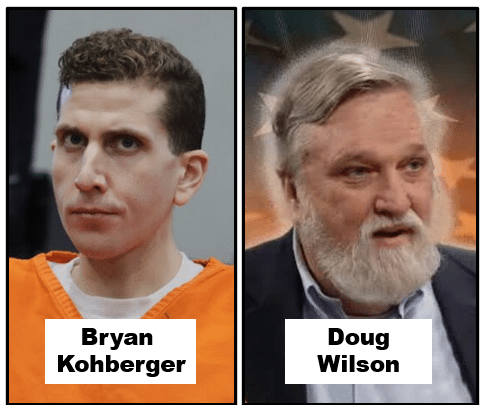 Christian nationalist colonialism pictures of university slayer Bryan Kohberger and kingpin Doug Wilson